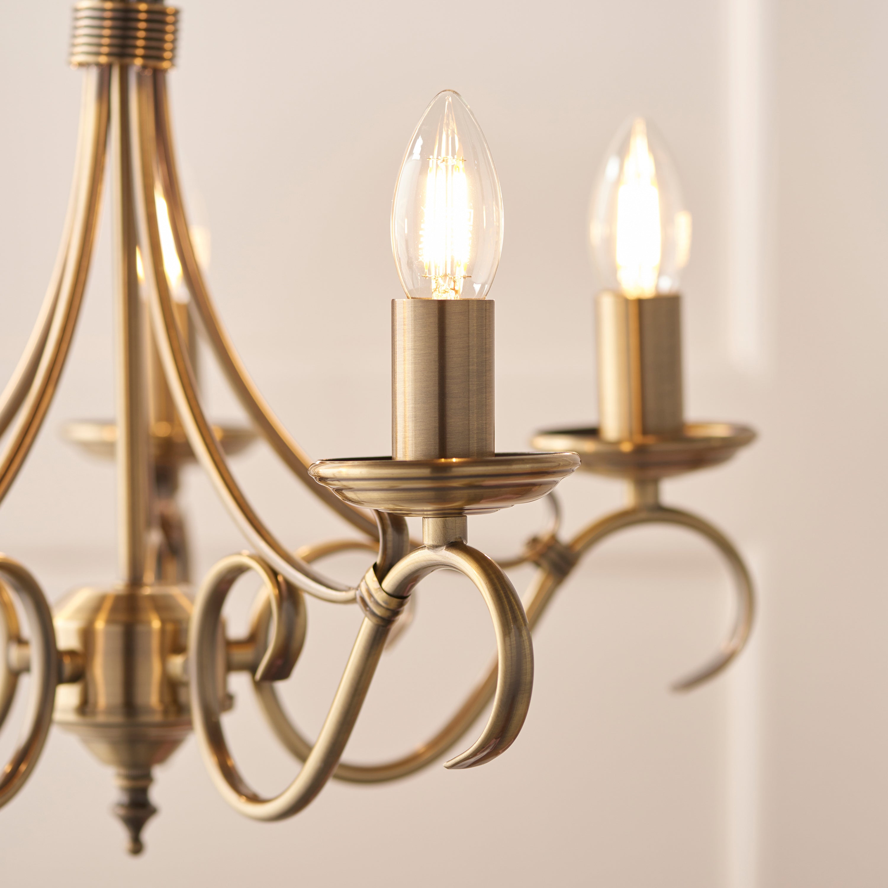 Bridget Antique Brass LED Pendant Light | 5 Lights